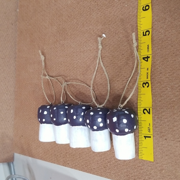 Hand Crafted Champagne Cork Toadstools Purple & White Ornament - Picture 3 of 4